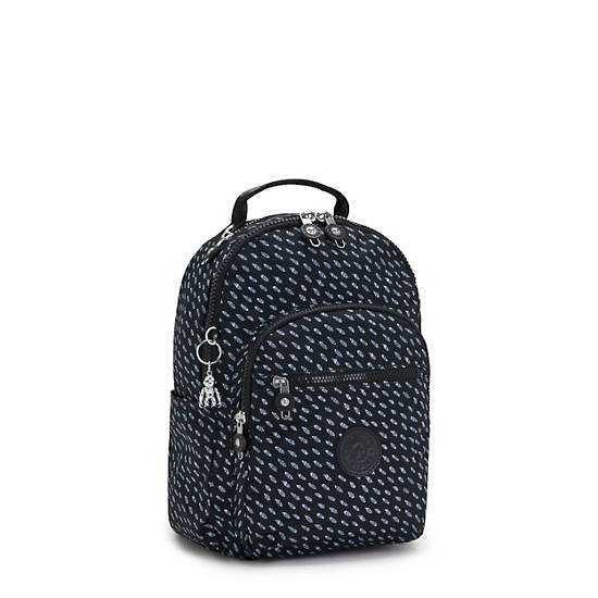 Kipling Seoul Small Printed Tablet Rugzak Zwart | België 1603UZ